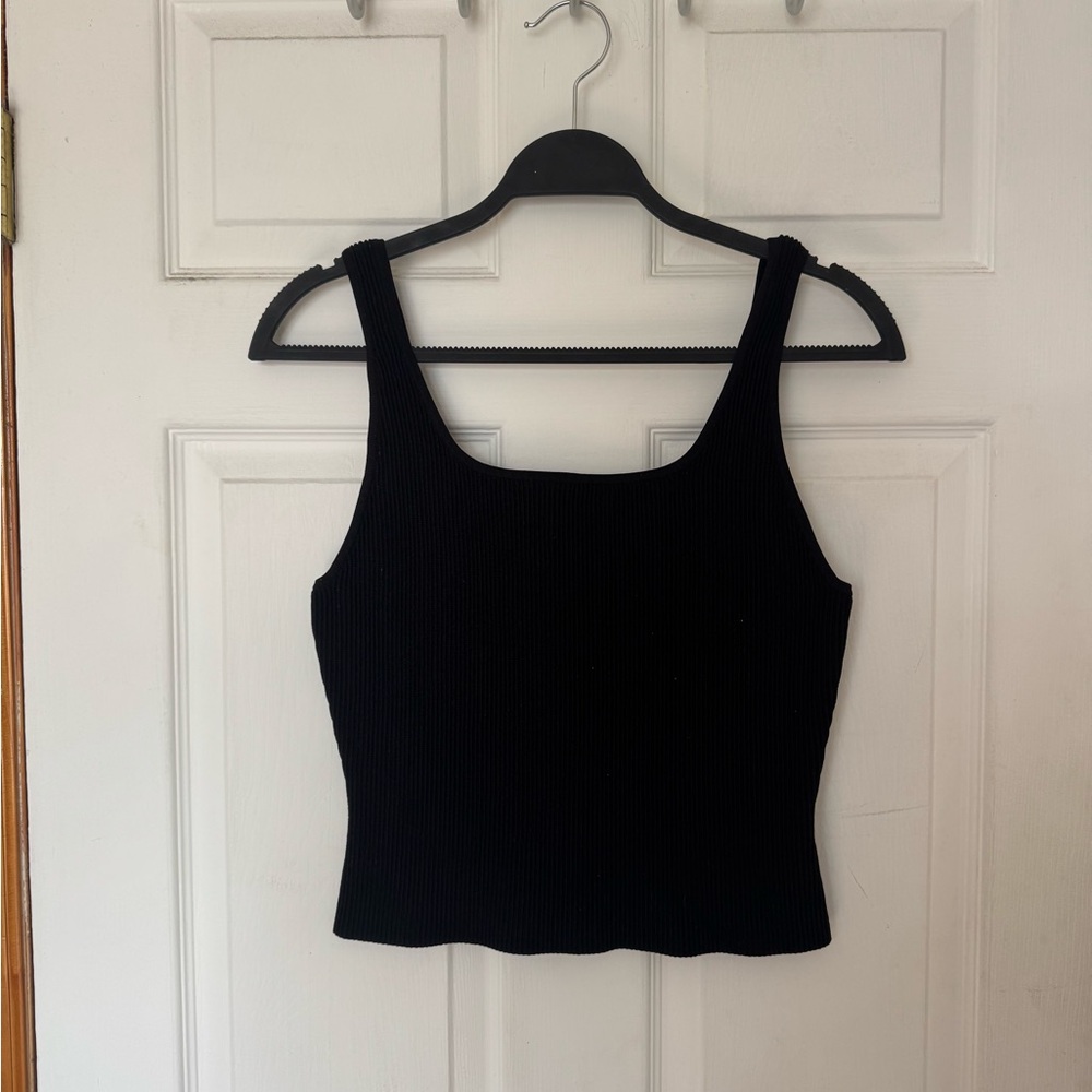 Babaton Black Ribbed Sculpt Knit Top